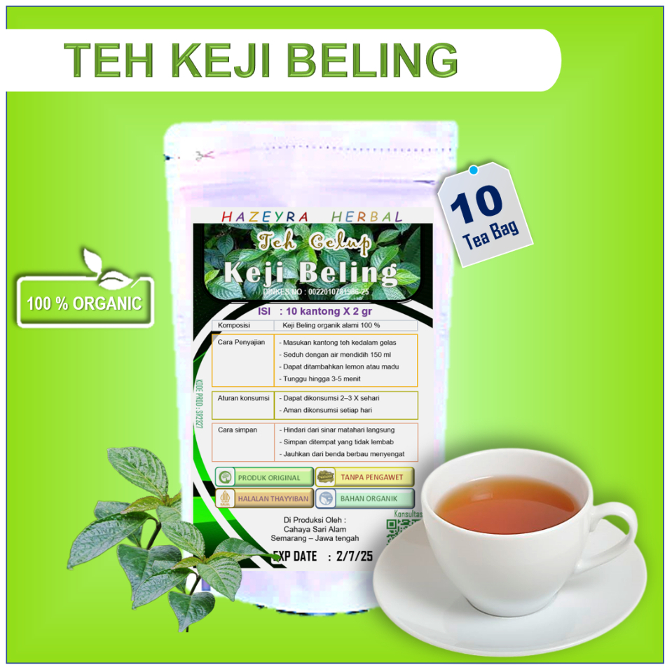 

Obat batu ginjal herbal daun keji beling jamu suplemen kesehatan teh kejibeling isi 10pcs