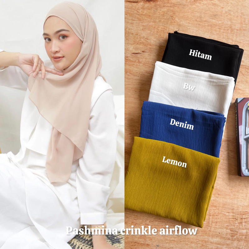 PASHMINA CRINKLE AIRFLOW JAHIT TEPI/PASHMINA CRINKLE/PASHMINA PANJANG BAHAN CRINKLE AIRFLOW