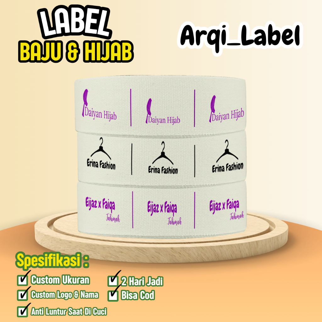 

Label Pita Katun Lembut Baju Hijab Custom Nama Logo Merk Piterban Masker Kerudung Tas Boneka Bantal