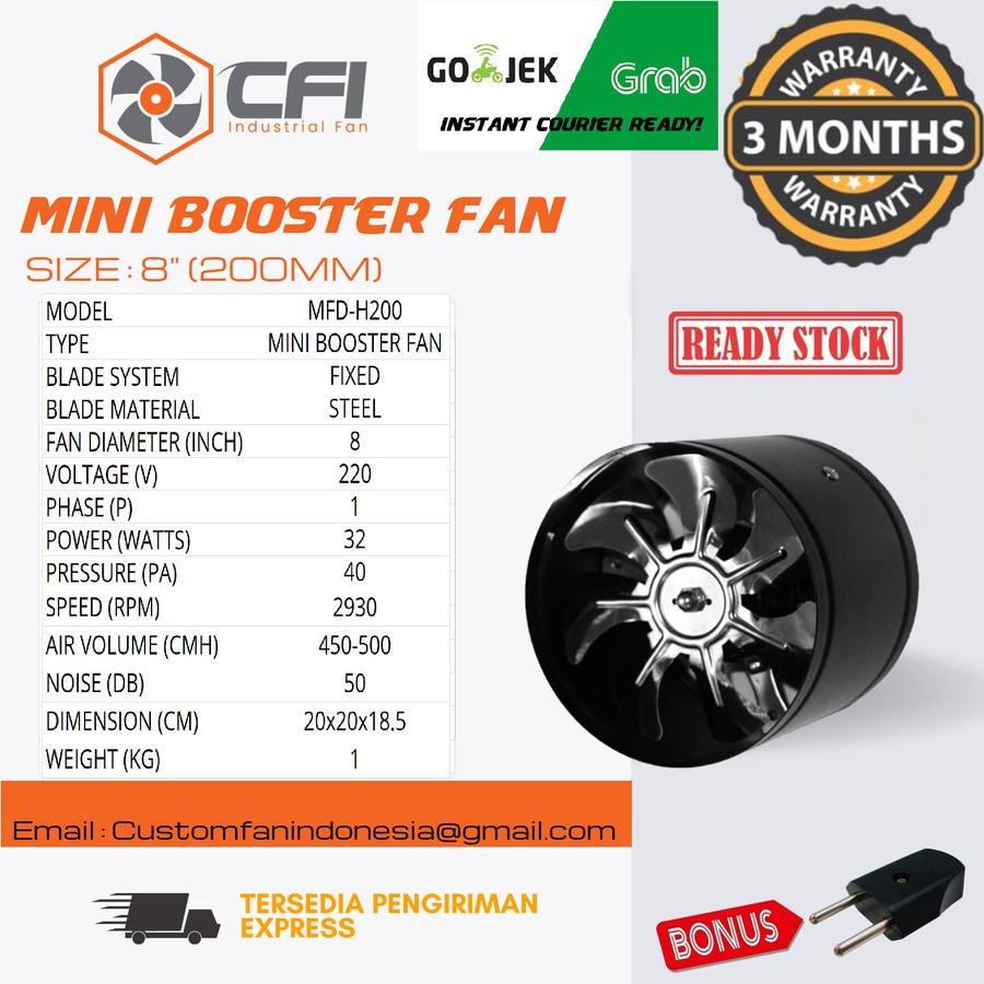 8" Inch mini Inline Fan/Booster Fan/Air Duct Fan/Exhaust Fan
