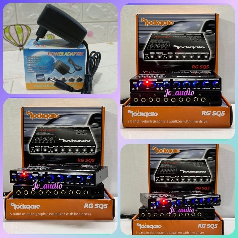 Preamp/ Parametrik Equalizer ROCKQATE SQ-5 5band berikut adaptor 2 AMP siap pakai di rumah