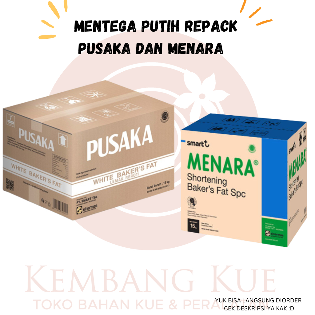 

Mentega putih pusaka repack 250 gr / mentega putih menara repack 250 gr / mentega putih