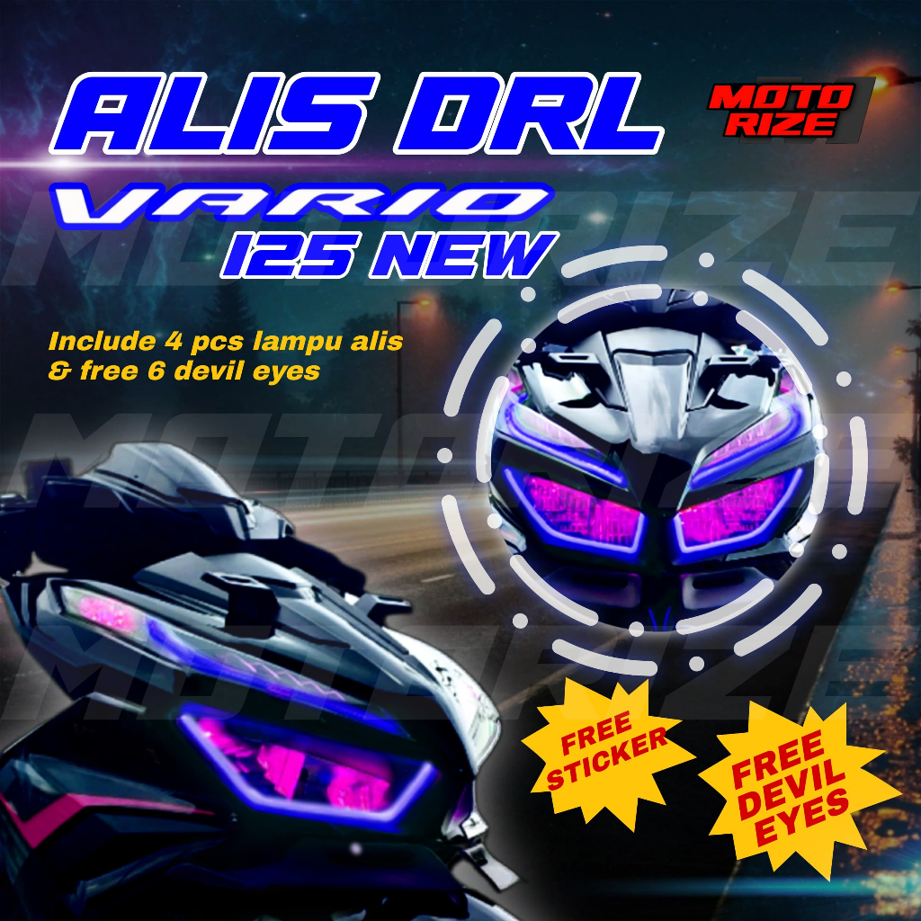 Lampu Alis VARIO 125 & 150 NEW Bonus Demon Eyes DRL Lampu Depan Variasi Senja Headlamp Headlight Lam