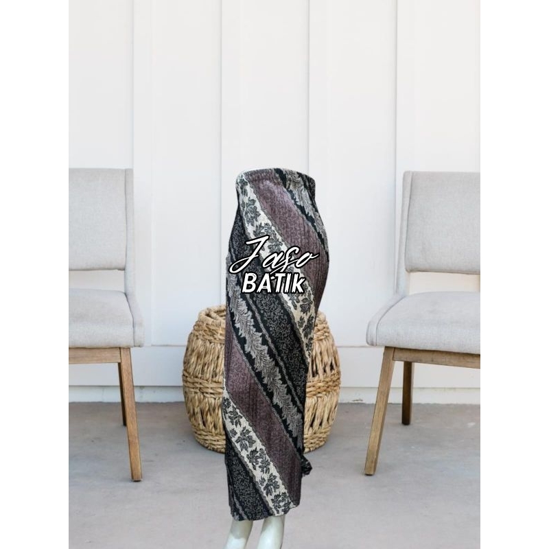 Rok Plisket Batik Pinggang Full Karet