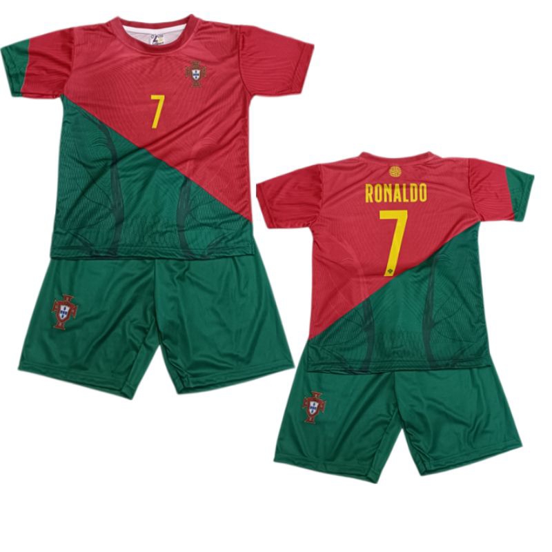 stelan baju bola anak Portugal Ronaldo printing