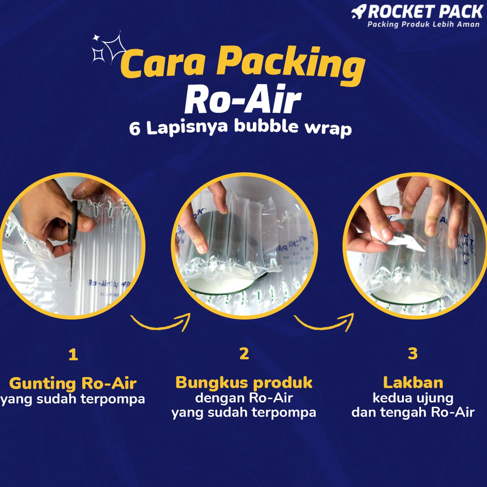 

Ready Stock Inflatable Air Bubble Cushion Wrap Ro-Air 5m Tinggi 15-90cm Rocket Pack RETAIL