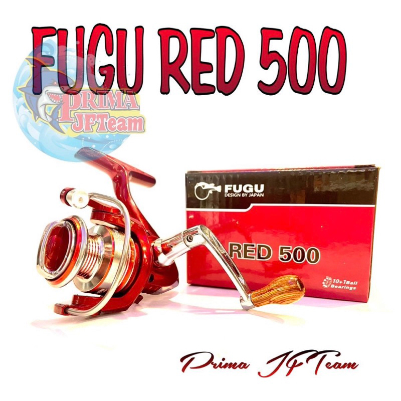 Reel Fugu red knob kayu ukuran 500 aluminium spool