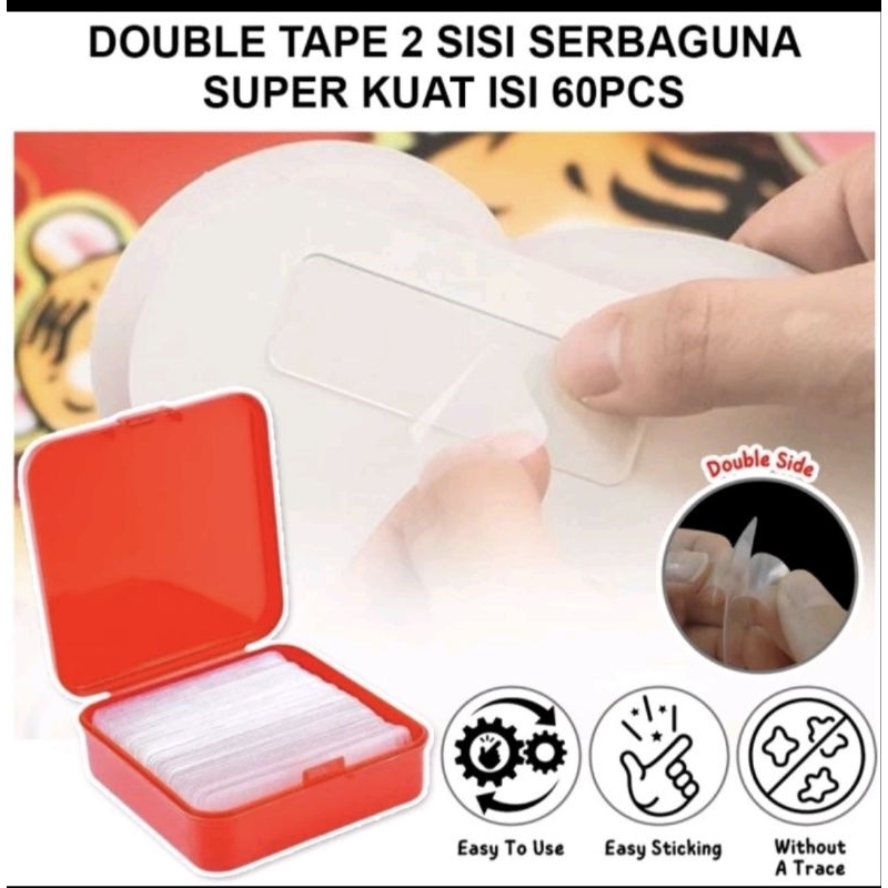 

Tape gel 60 sticker double tape gel 2 sisi 1 box isi 60 isolasi bening