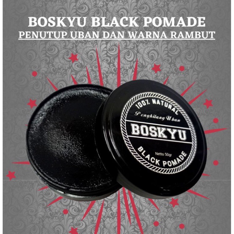 BLACK POMADE BOSKYU PENGHILANG UBAN PENGHITAM RAMBUT SEKETIKA SEMIR RAMBUT HITAM OTOMATIS
