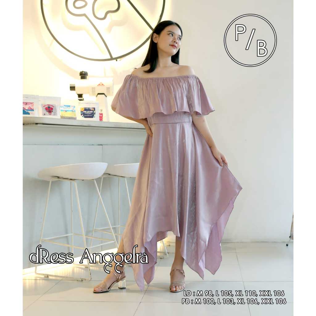 DRESS ENGGILIA LAVENDER M L XL XXL Dress warna wardah Dress Pesta Kondangan Natal Brokat Tile Simple