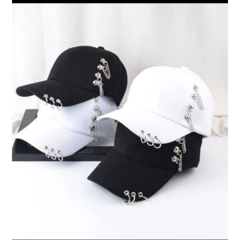 Topi Ring anting//Topi Ring anting KPOP//Topi Ring Rantai//Topi Ring anting bintang