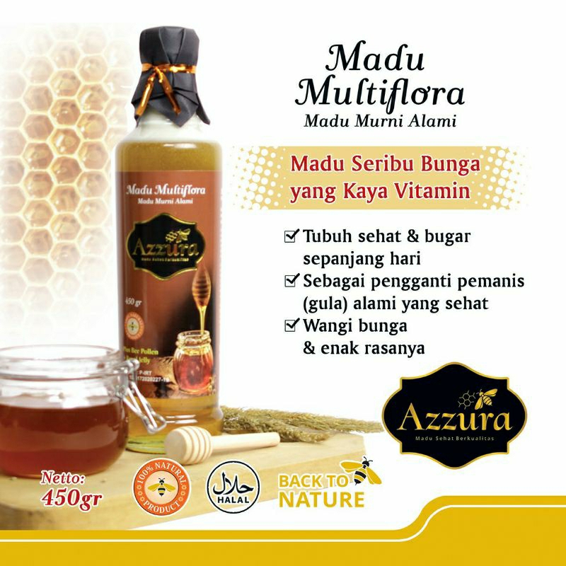 

Madu Asli Murni 1kg Tava Grade A Nektar Multiflora Java 100% Alami Pure Natural Raw Honey - Madu Azzura multiflora 450gram original 100%