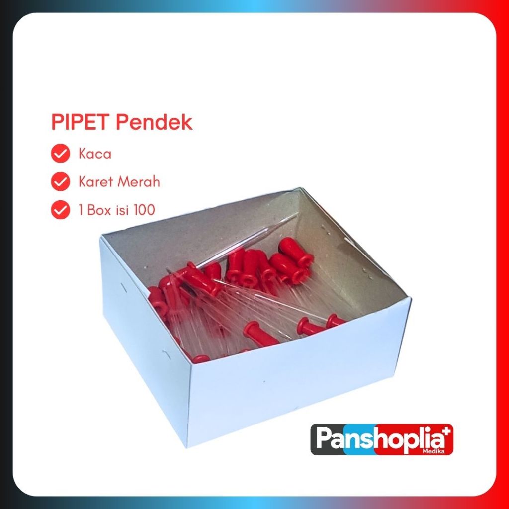 Pipet Kaca Pendek - 1 Box @100 pcs l Pipet Tetes Kaca Pendek - 1 Box