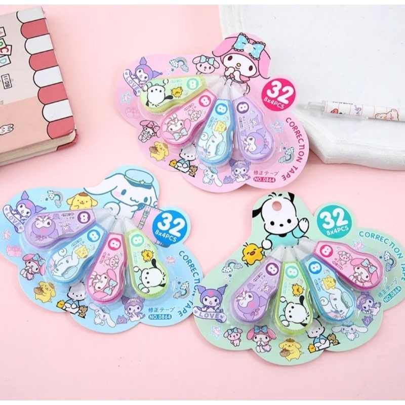 

Lovely- Tipex cinnamoroll kuromi isi 4 pcs murah / penghapus pen / tip x melody