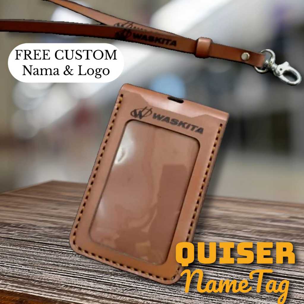 

Name Tag Kulit Asli - ID Card Magnet Custom Nama & Logo Kulit Asli Quiser Nametag