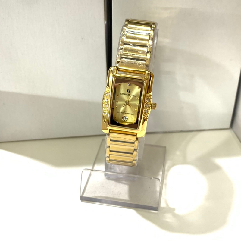 JAM TANGAN WANITA CHARLIE JILL ORIGINAL PERMATA STAINLESS STEEL TANGAL AKTIF TAHAN AIR ANALOG