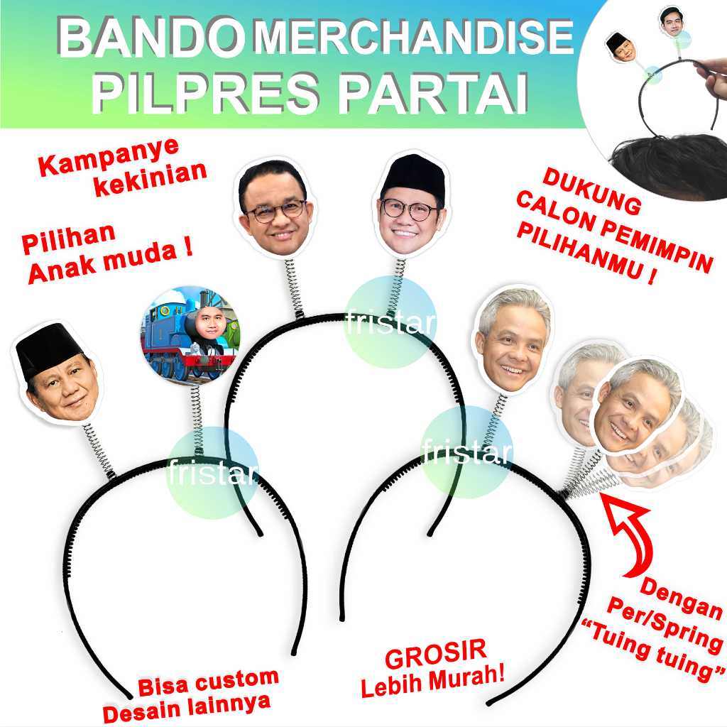 Bando tuing ganjar prabowo anies mahfud gibran imin kaos baju kalender mug banner spanduk bendera st