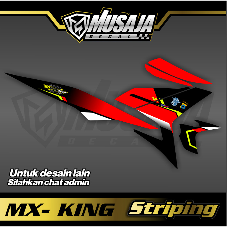 Decal Striping mx king merah hitam - dekal transparan uv mx king