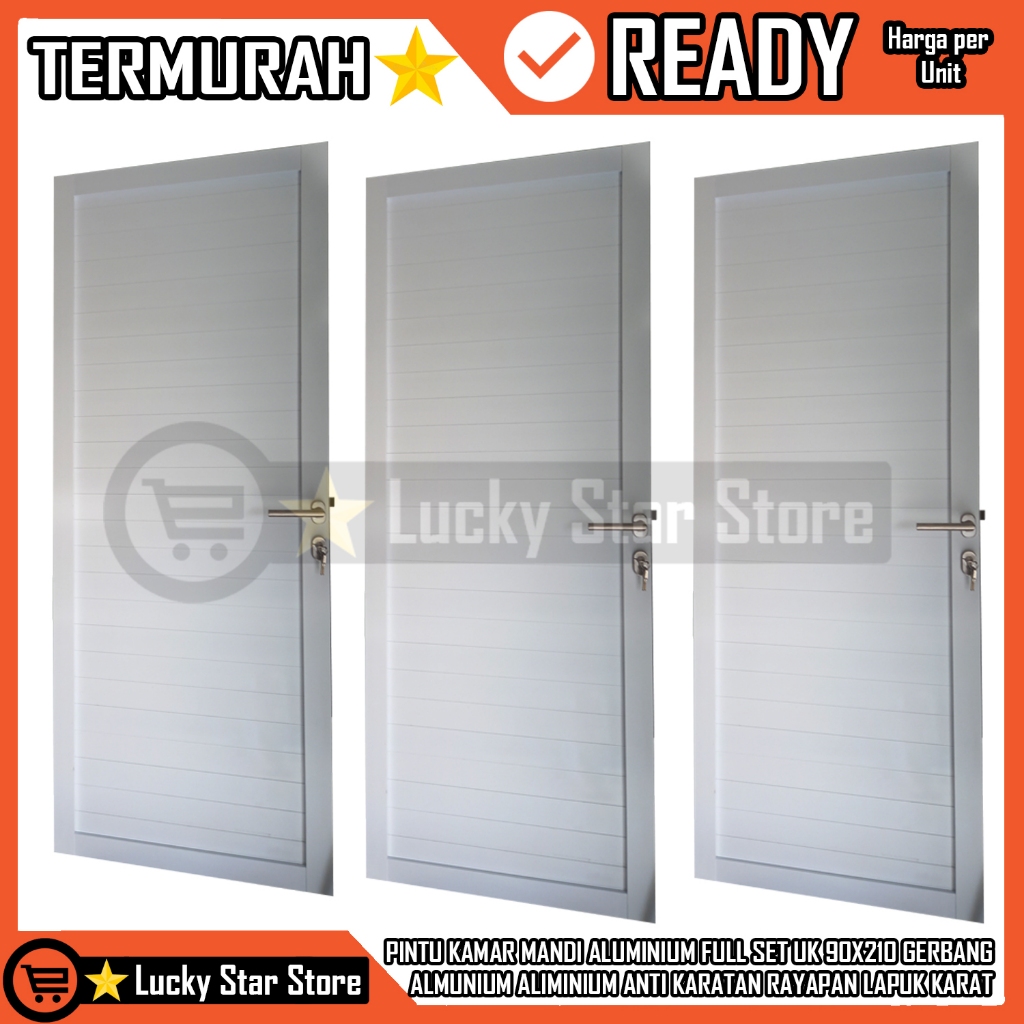 [Kargo] PINTU KAMAR MANDI ALUMINIUM FULL SET UK 90X210 GERBANG ALMUNIUM ALIMINIUM ANTI KARATAN RAYAP