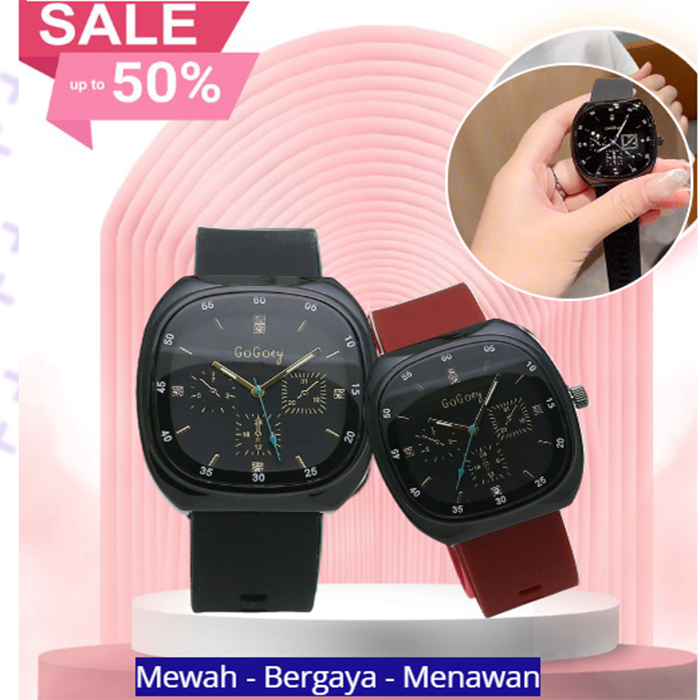 GOGOEY LUXURY PREMIUM Jam Tangan Kuarsa Tali Silikon Tahan Air Jam tangan pasangan