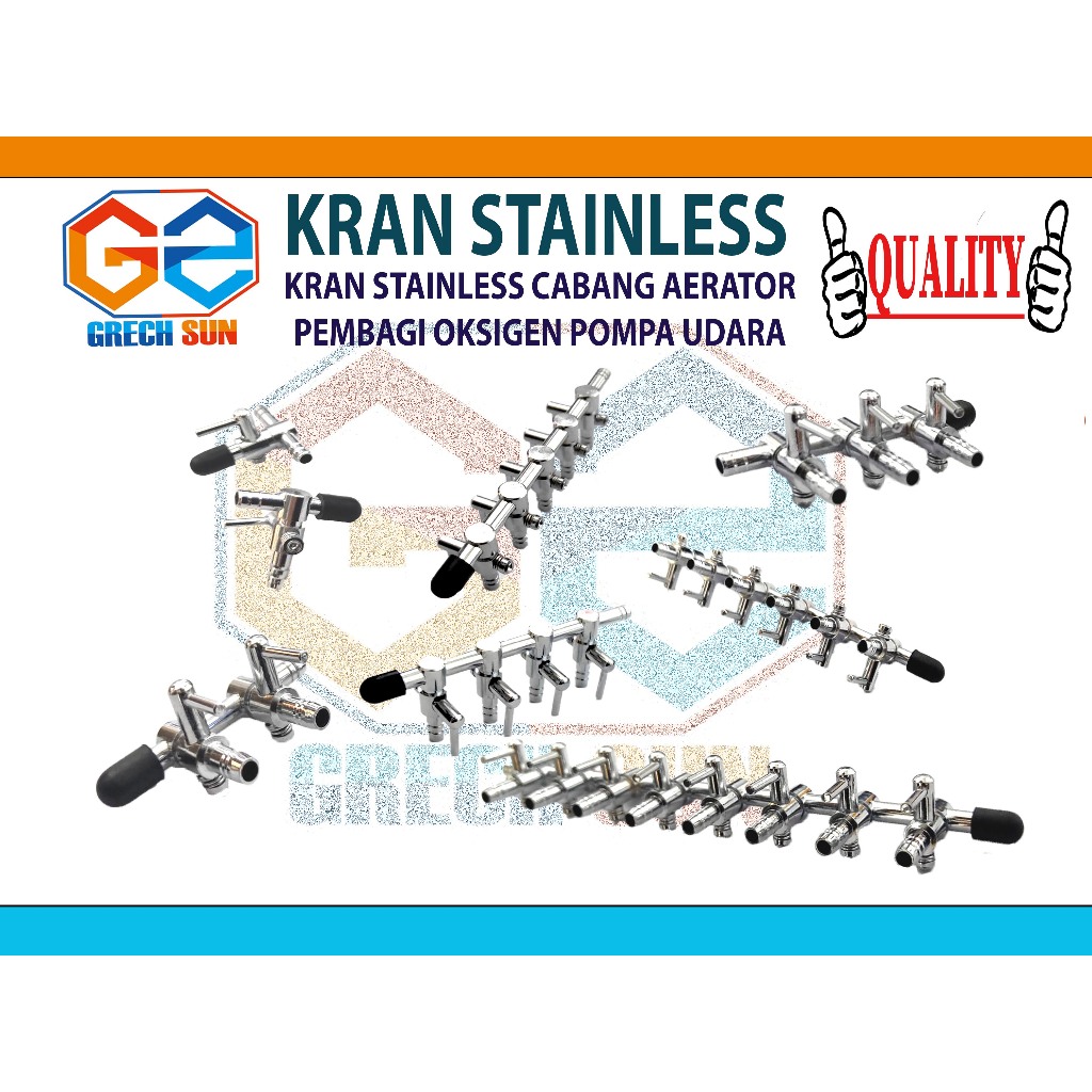 KRAN STAINLESS 6 CABANG AERATOR PEMBAGI OKSIGEN UDARA AERATOR KOLAM IKAN