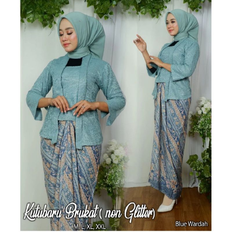 (Satu set) Kebaya kutubaru brukat - kebaya kondangan - kebaya modern - outfit kekinian