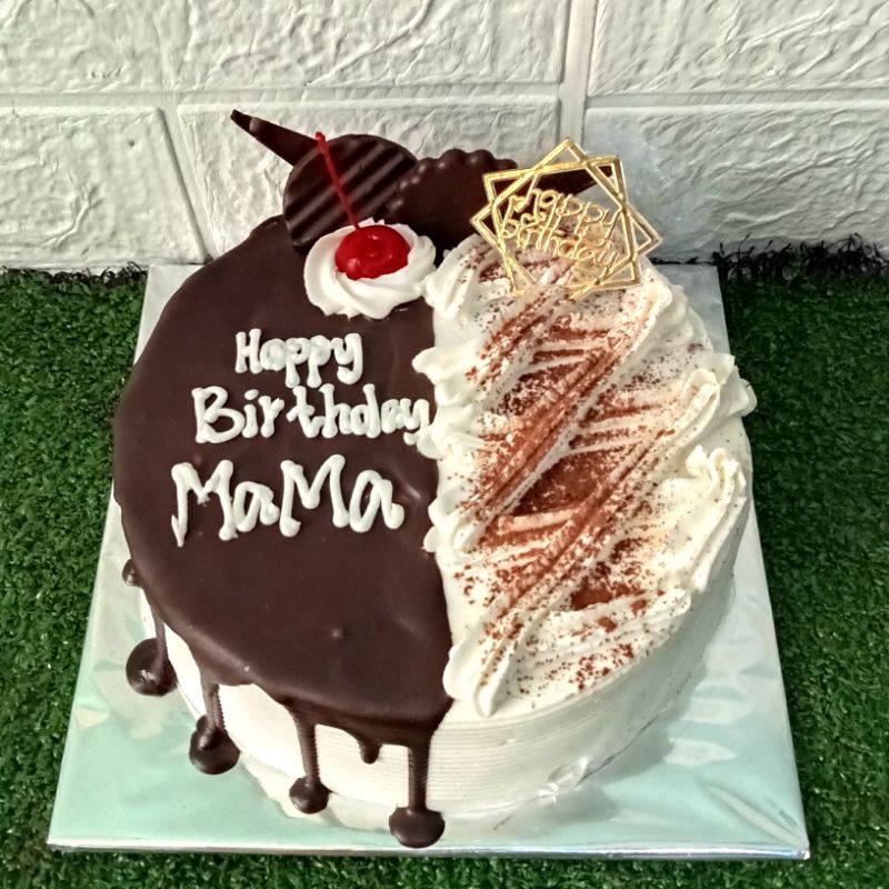 

kue ulang tahun putih Coklat uk 24cm