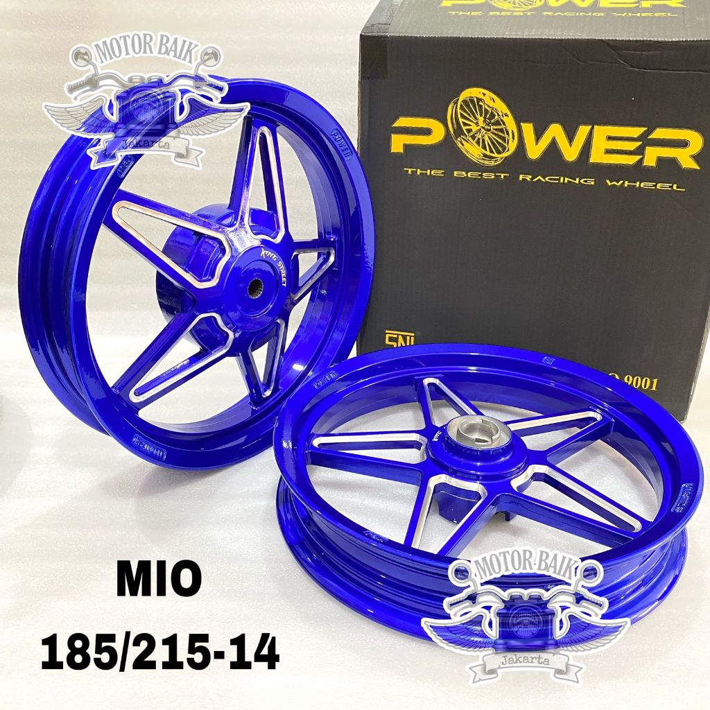 velg pelek velek racing MIO smile sporty soul lama merk POWER bintang king speed 185 215 ring 14 1se