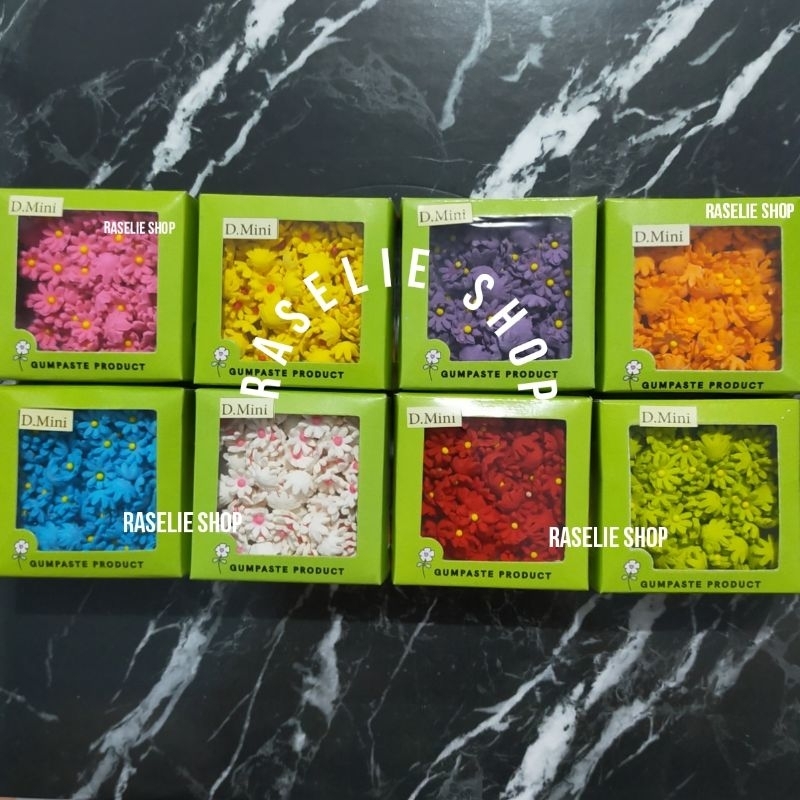 Gumpaste Motif Bunga D.Mini Hiasan Cup Cake Dekorasi Kue Tart Ulang Tahun