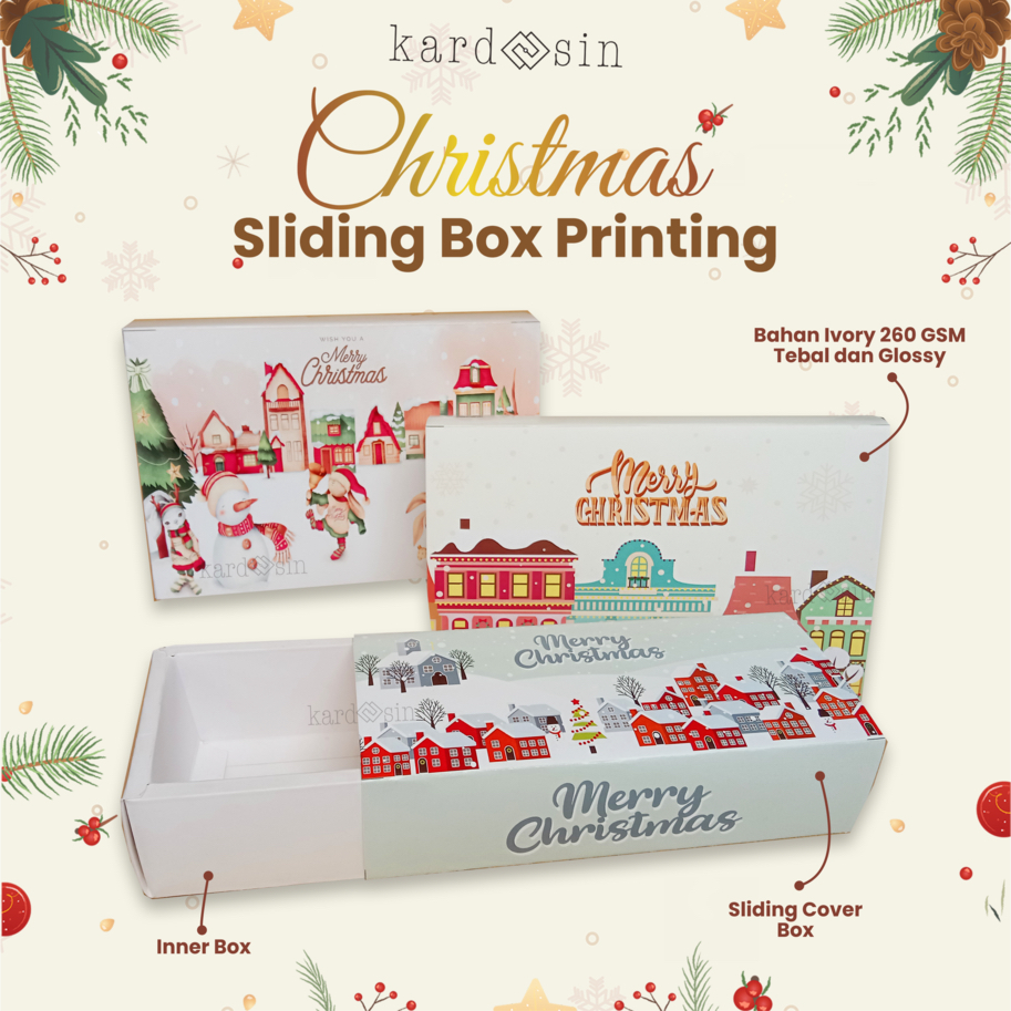 CHRISTMAS SLIDING BOX PACKAGING KEMASAN SLIDE GESER DUS KOTAK KUE COOKIES BOLU TOPLES NATAL DRAWER S
