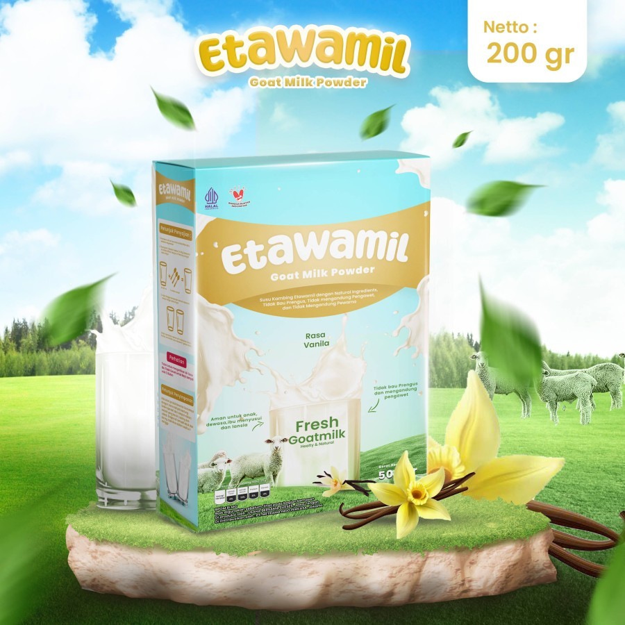 

200gr Susu Kambing ETAWAMIL Bubuk - Susu Etawa Rasa Vanila Halal BPOM