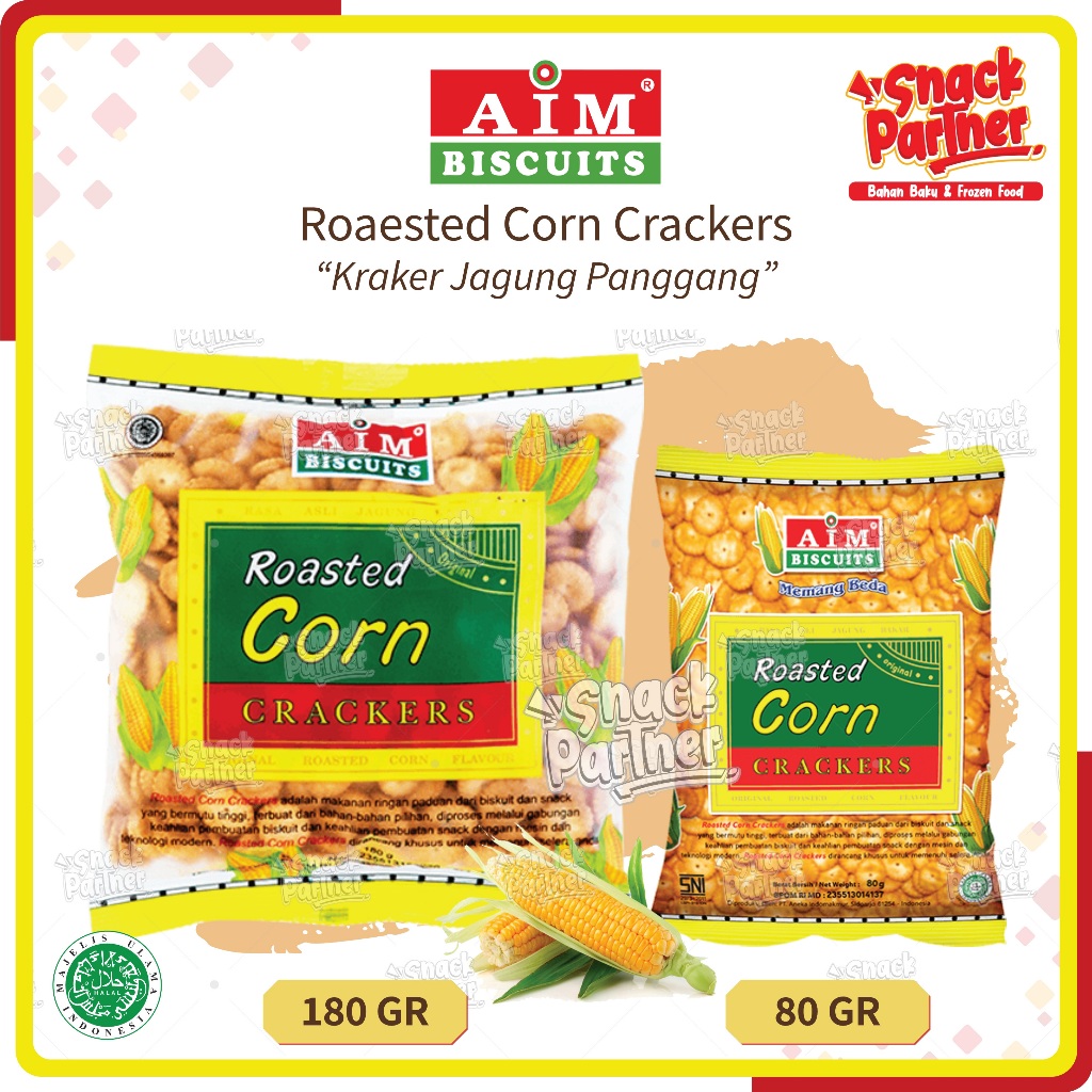 

AIM - ROASTED CORN CRACKERS 80 / 180 GR - Biscuit Biskuit Kraker Jagung Bakar 80GR 180GR