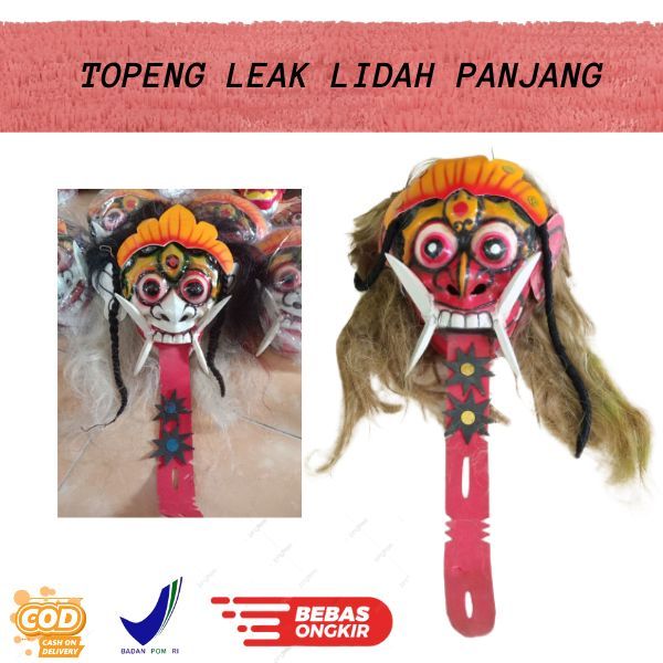 COD / Topeng Leak Bali Bahan Mika Rambut Panjang Lidah Panjang | Topeng Rangda Bali