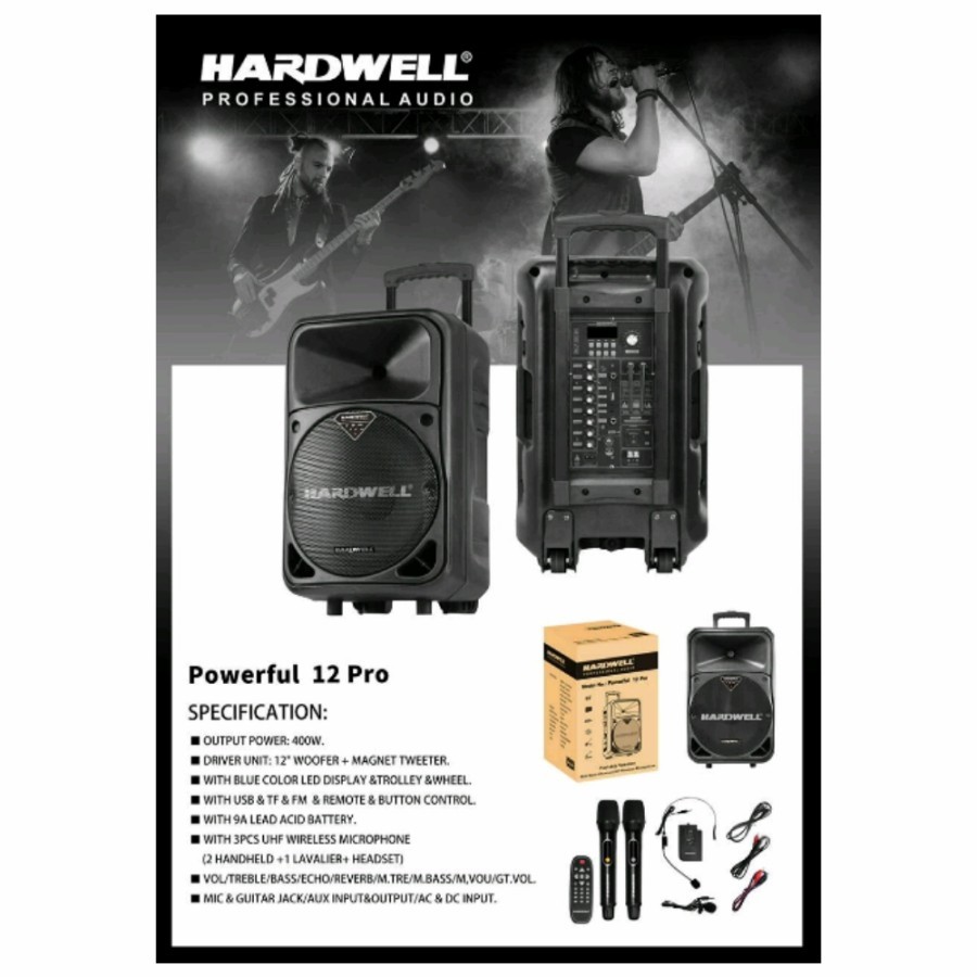 Speaker Hardwell Powerfull 12 inch Original portable hardwell powerfull 12pro