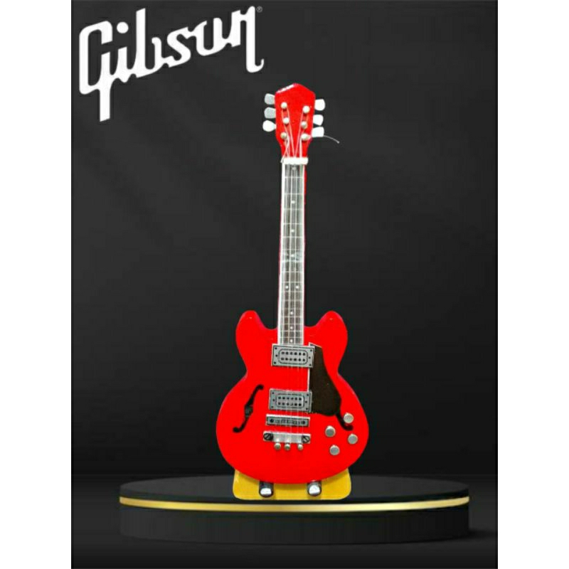 MINIATUR GITAR GIBSON HOLLOW BODY MINI (11cm) WARNA MERAH