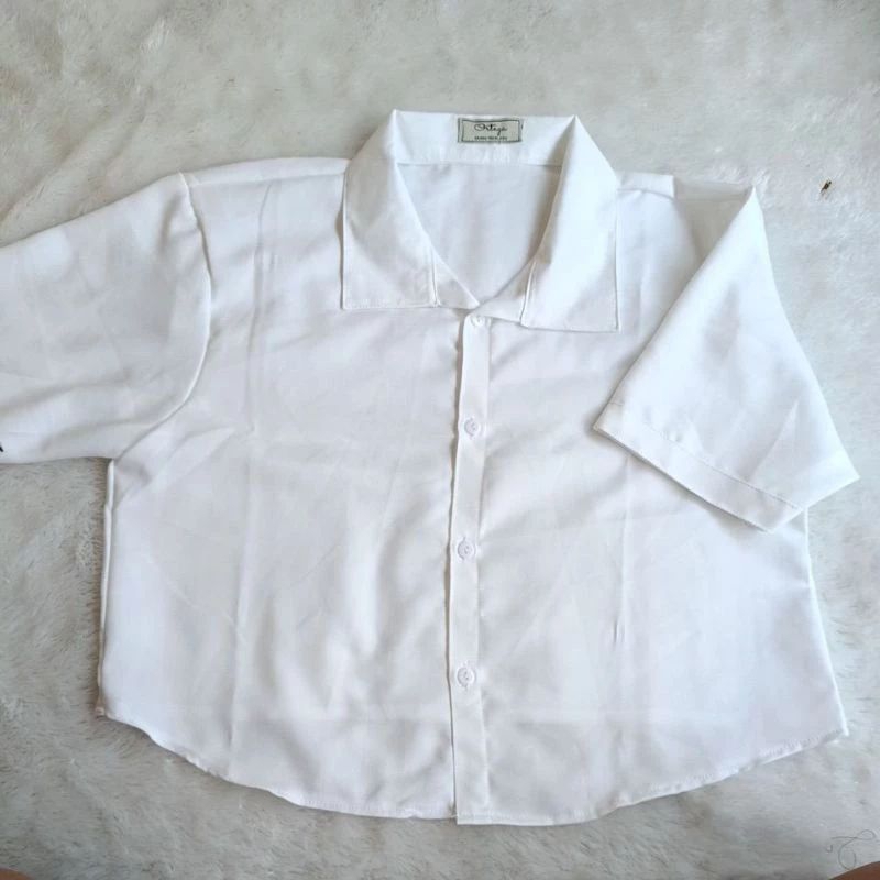 KEMEJA CROP POLOS WANITA / KEMEJA OUTER CROP POLOS