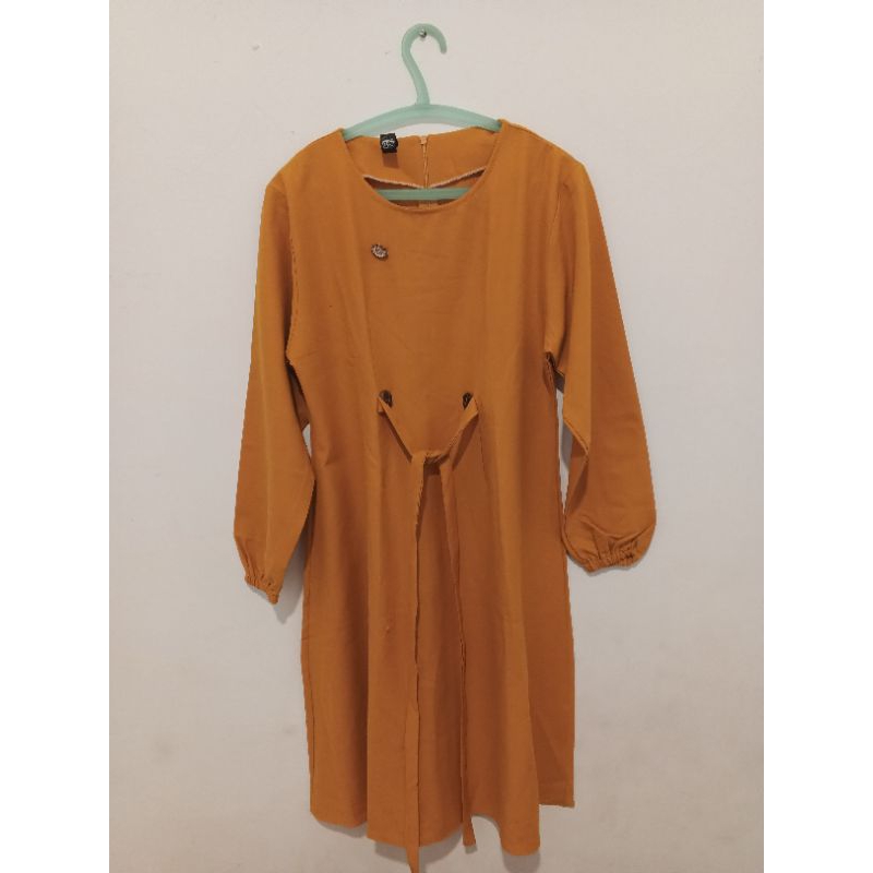 Gaun Cewek Warna Kuning Fashion, LD: 90 cm