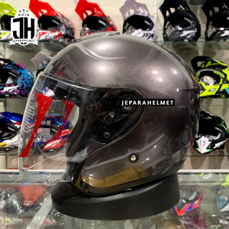 Helm KYT Kyoto R Solid Polos Gunmetal Abu Tua Glossy | KYT Kyoto R Polos Original