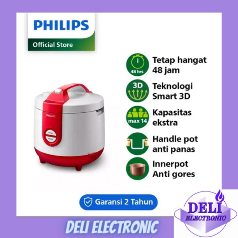 Philips Rice Cooker 2L - Merah - HD3119/32 - 400 Watt