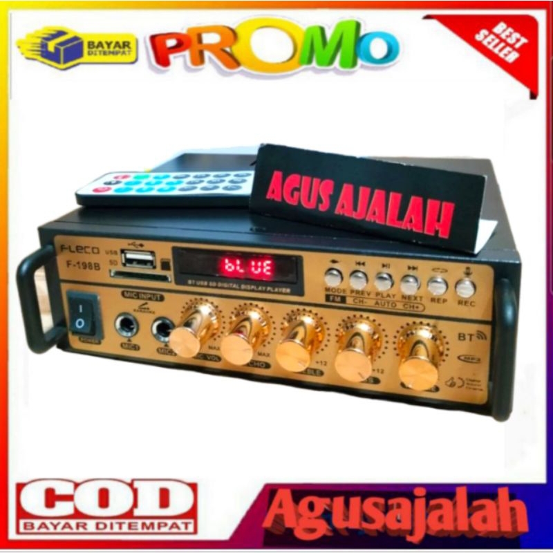 600W POWER AMPLIFIER WIRELESS KARAOKE FLECO BT-198A /199A Amplifier Audio Stereo 2 Channel Bluetooth