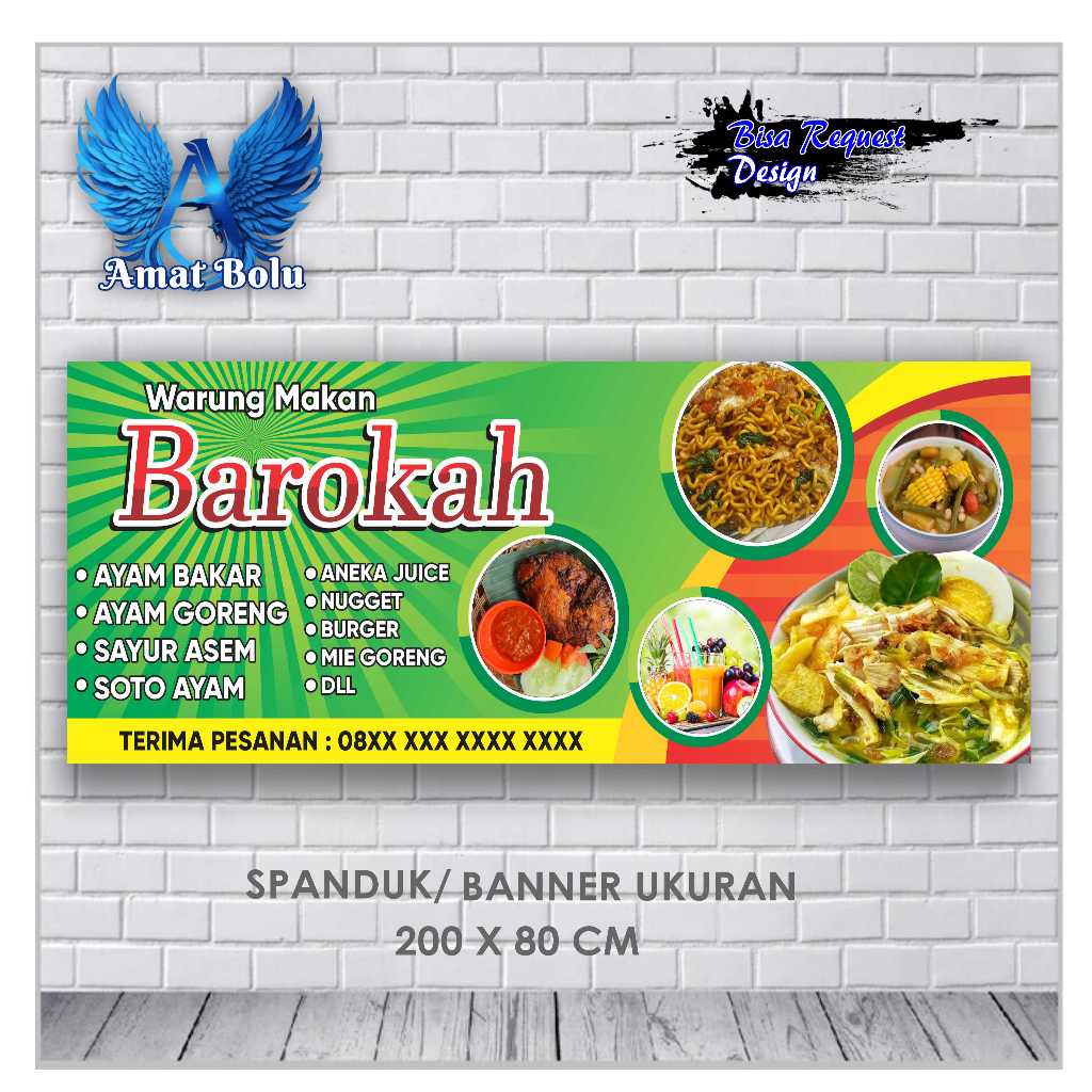 BANNER MMT SPANDUK WARUNG SEDIA AYAM BAKAR SAYUR ASEM ANEKA JUICE UKURAN 200x80 BISA REQUEST