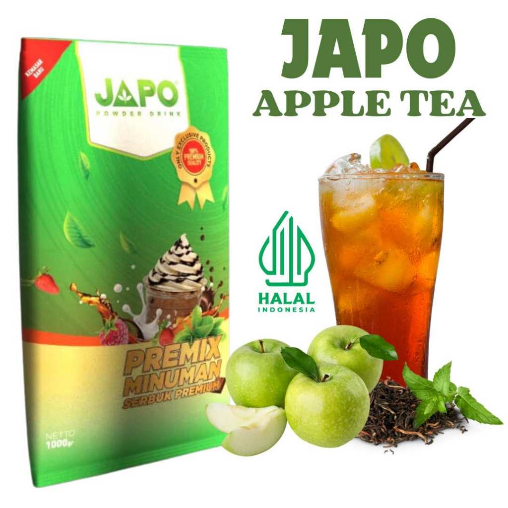 

BUBUK MINUMAN INSTAN RASA APPLE TEA 1 Kg JAPO PREMIUM POWDER DRINK APEL TEA SERBUK MINUMAN TEH RASA