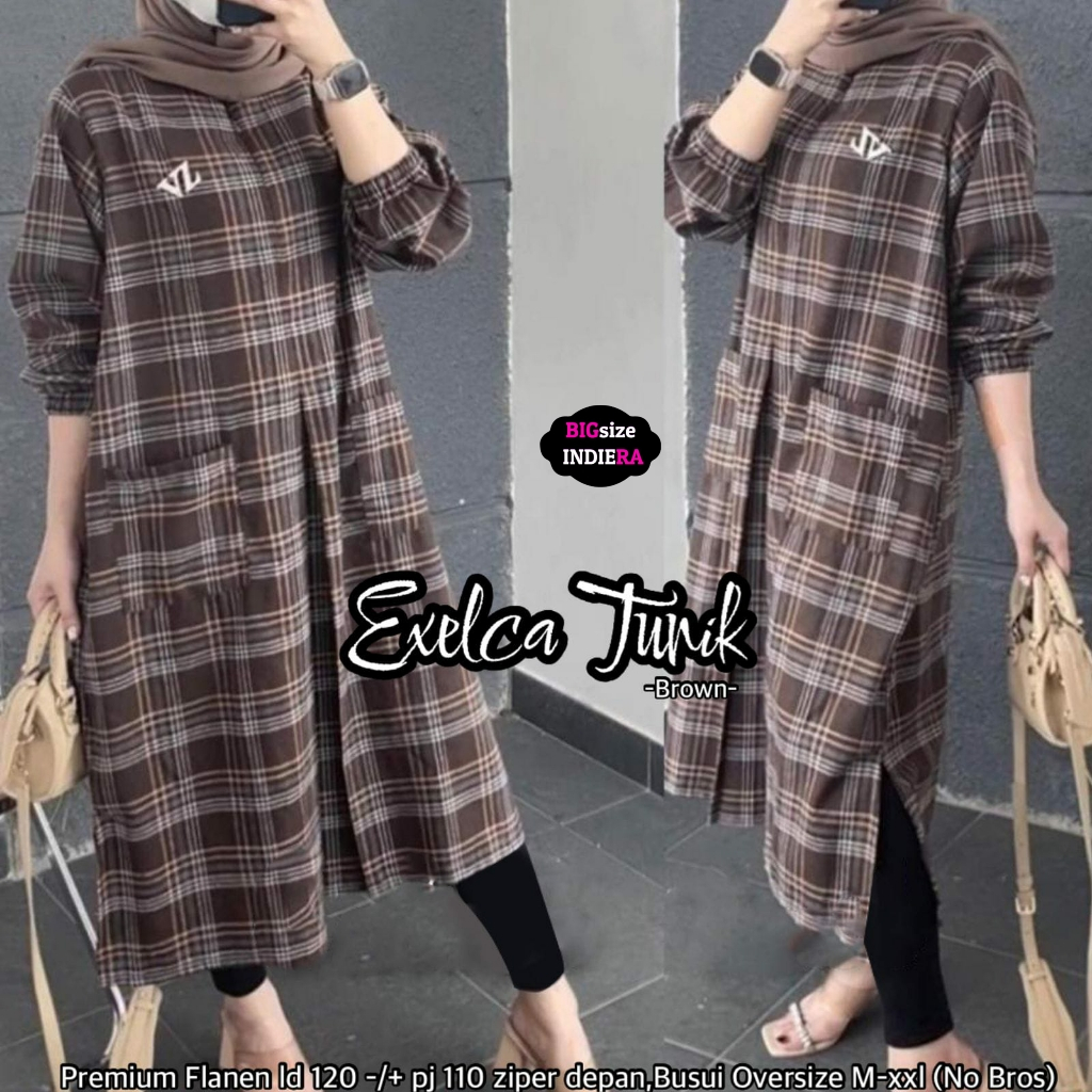 Tunik Flanel Jumbo Excelza Ld 120 fit XXXL