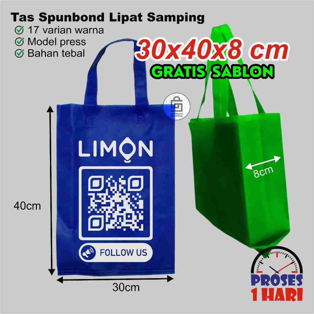 

Goodie Bag Tas Spunbond Tali 30x40x8 cm Gratis Sablon