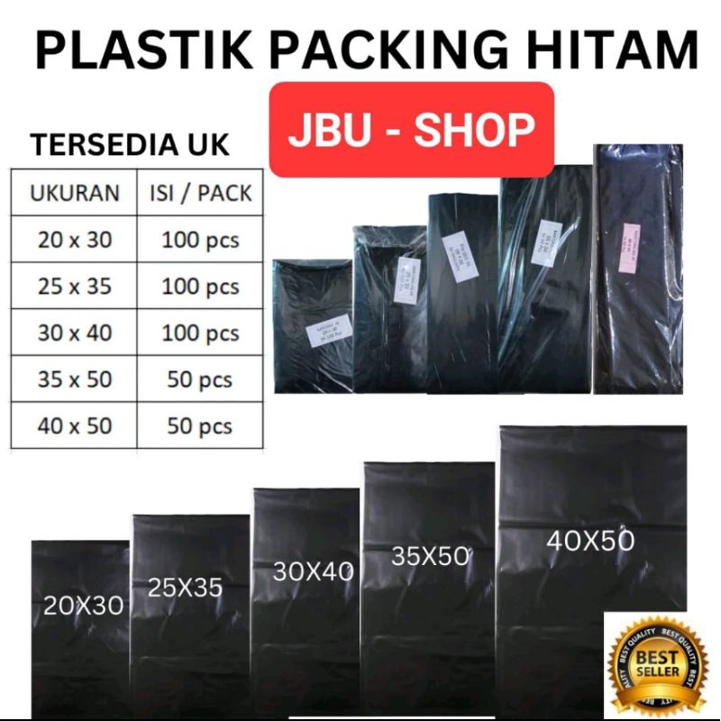 Plastik Packing Hitam 30x40 (isi 100pcs) / 25x35 (isi 100 pcs) / 20x30 (isi 100pcs) / 35x50 (isi 50 
