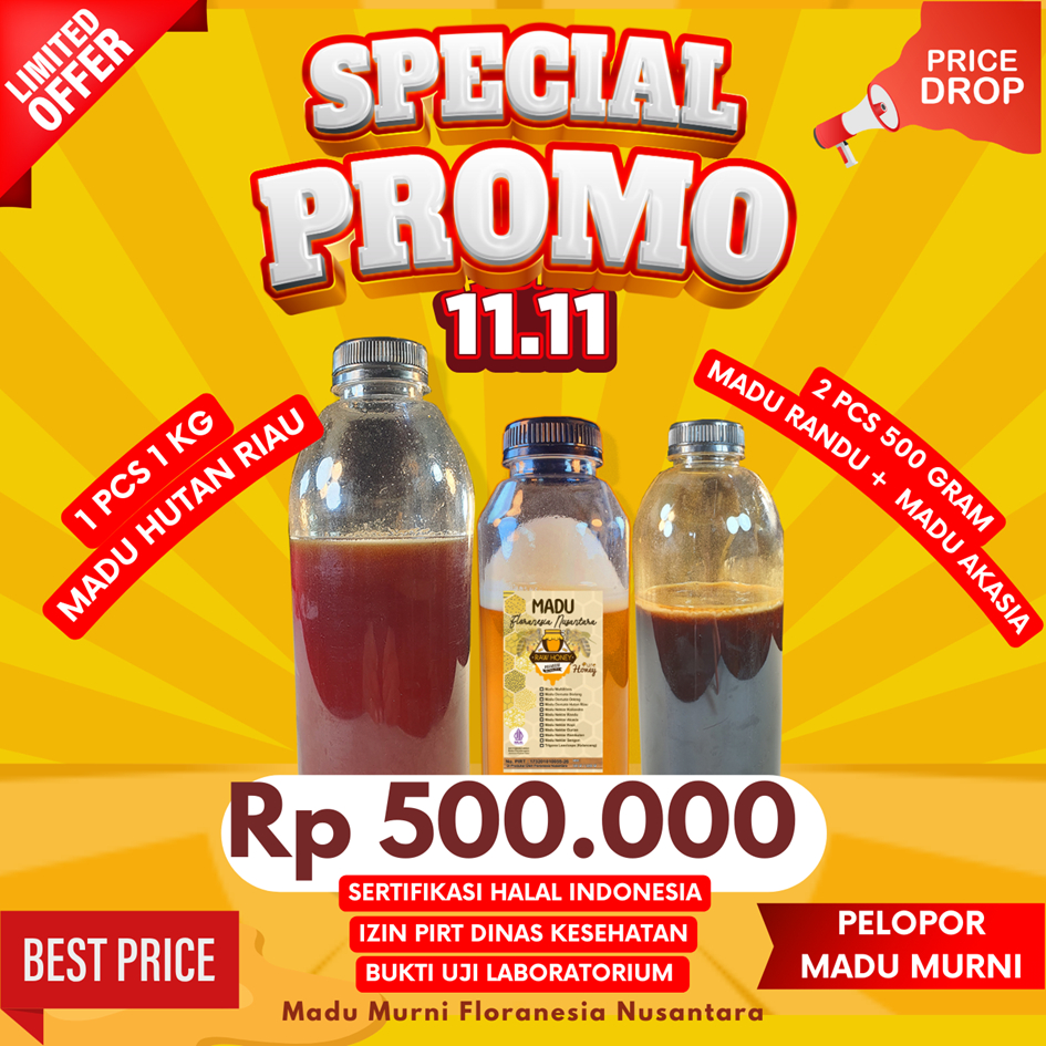 

FLASH SALE MURAH MADU MURNI HUTAN RIAU - MADU RANDU - MADU AKASIA - MADU MURNI FLORANESIA NUASNTARA ESOXSE