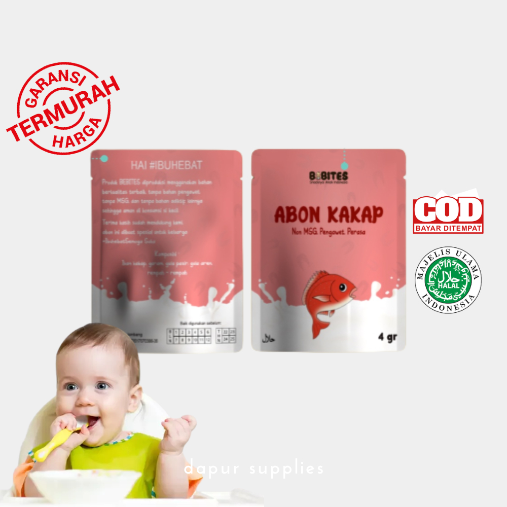 

Abon Ikan Kakap Abon Mpasi Bayi 4gr / Abon Ikan Kakap Sachet Sehat Tanpa Pengawet / Abon Bayi Non MSG