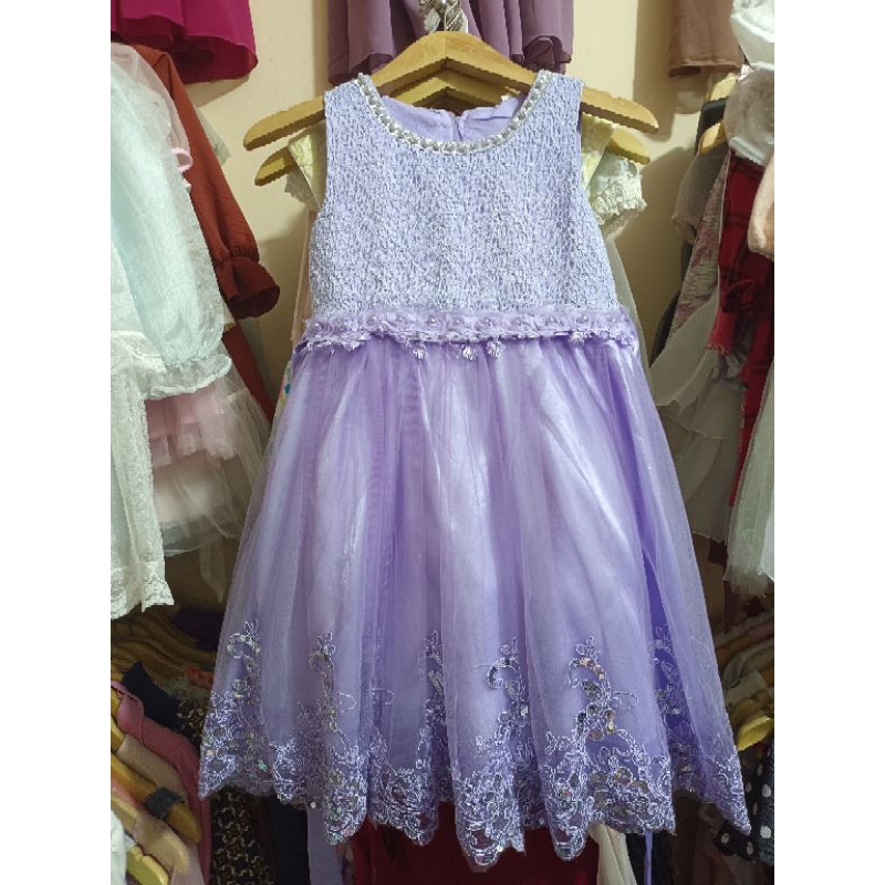 PL gaun ungu mewah 6-7 thn