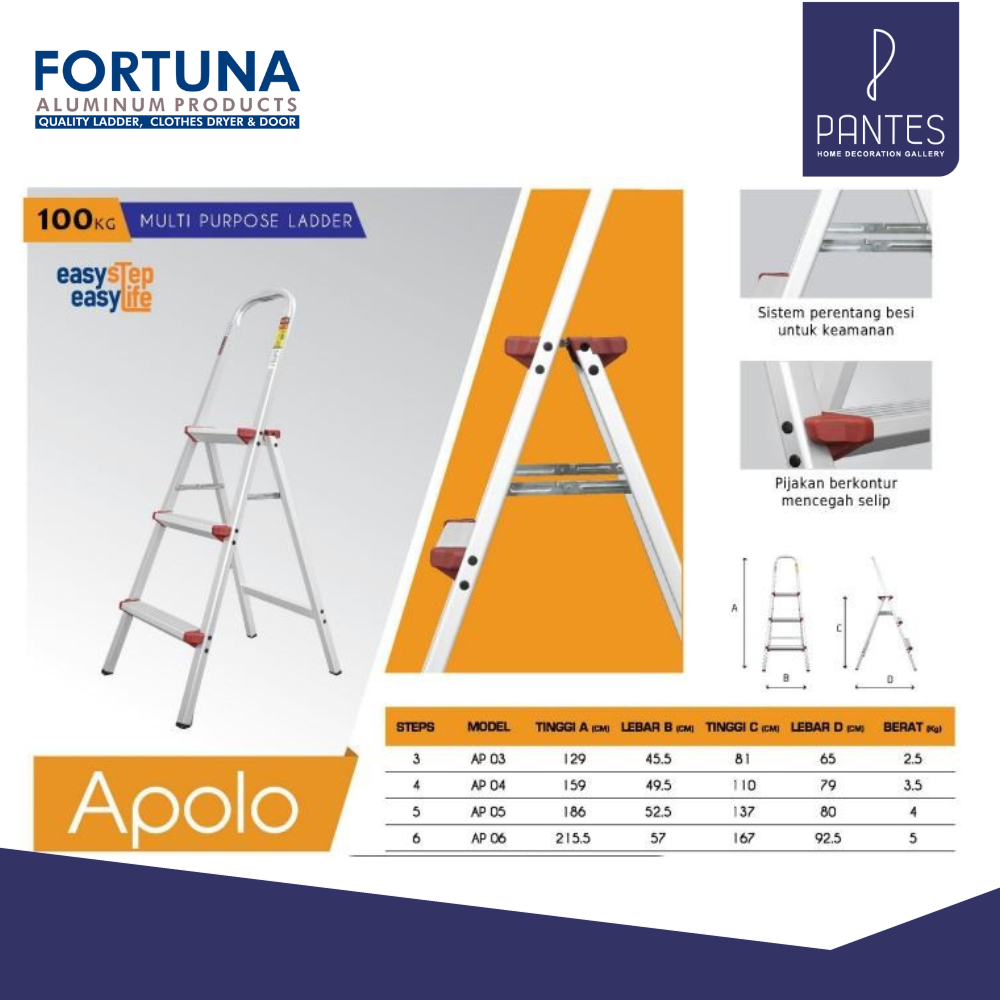 Tangga Aluminium Lipat Fortuna Apollo AP 05