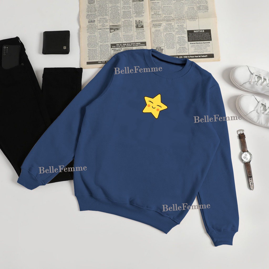 sweater crewneck wanita pria unisex stars smile l xl xxl suiter bintang wanita others sweater cewek 